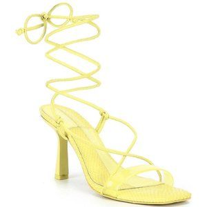 NEW Antonio Melani Barden Ankle Tie Lace-Up Dress Heeled Sandals in Glow Yellow